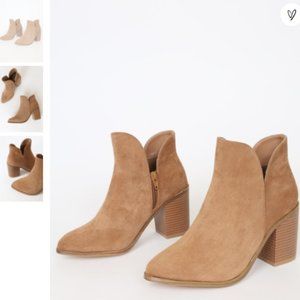 Lulu's Martella Tan Suede Ankle Booties